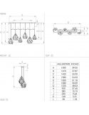 Dimensiones Lámpara de techo Carlton 1 con 6 pantallas suspendidas Negra y Cobre 43846 Eglo | LeonLEds