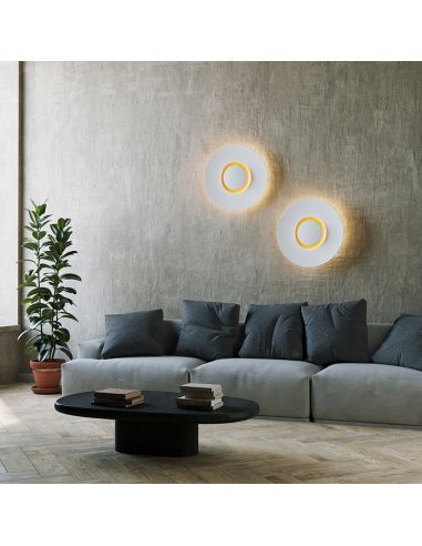 Aplique LED Big bang blanco y dorado ambiente