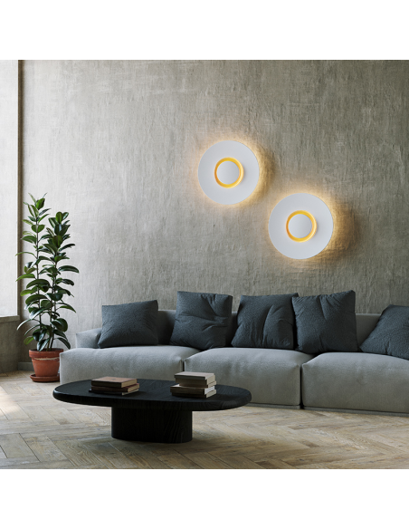 Aplique LED Big bang blanco y dorado ambiente