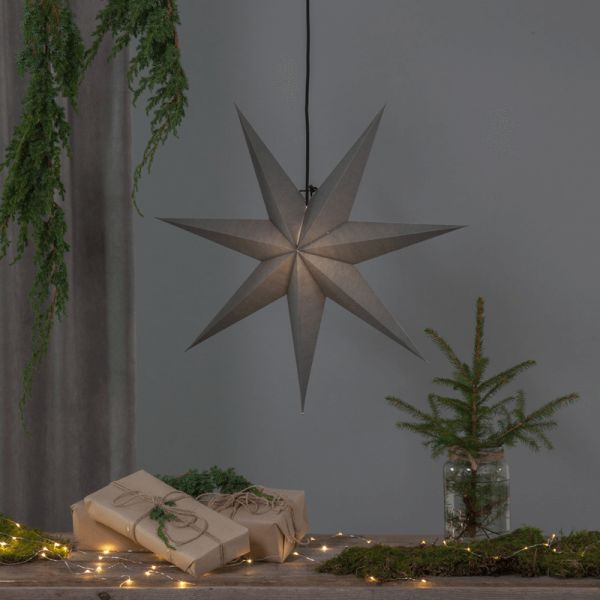 Estrella colgante de papel negra Ozen 1xE14 ambiente