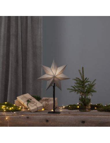 Estrella de mesa con luz de papel negro Ozen ambiente