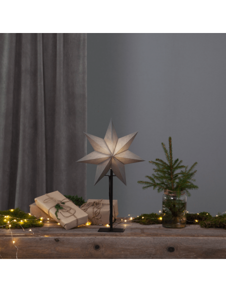 Estrella de mesa con luz de papel negro Ozen ambiente