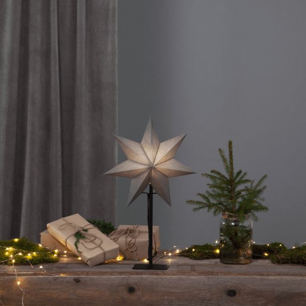 Estrella de mesa con luz de papel negro Ozen ambiente