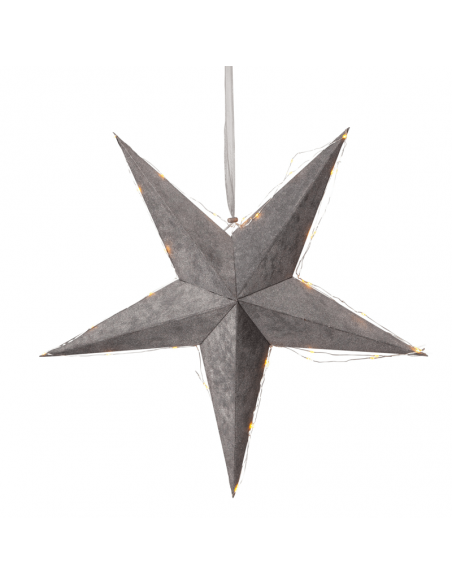 Estrella LED colgante Velvet de papel gris con luces