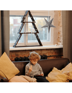 Étoile à suspendre LED Velvet en papier gris avec lumières 2