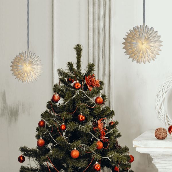 Flor pendente com luz Snow branca de...