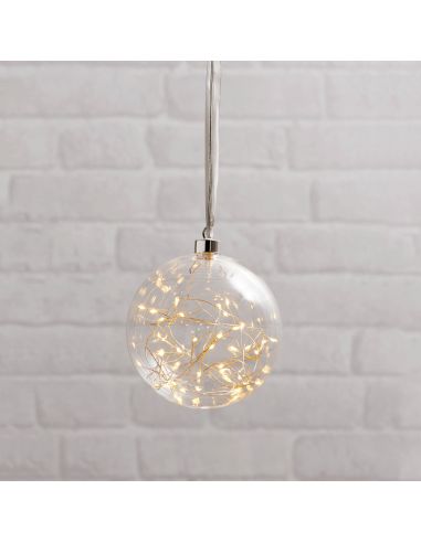 Bola pendente de Natal plateada Glow...