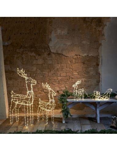 Reno navideño LED blanco para exterior con 220 luces ambiente Eglo