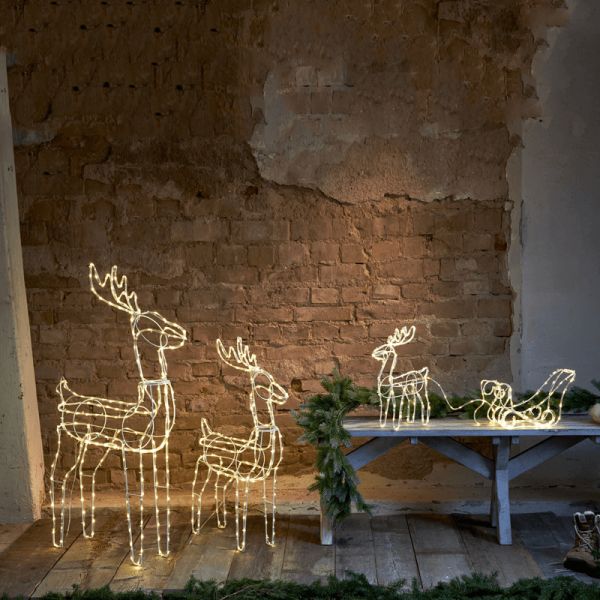 Reno navideño LED blanco para exterior con 220 luces ambiente Eglo