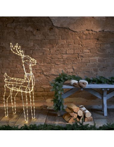 Reno navideño LED blanco para exterior con 220 luces ambiente