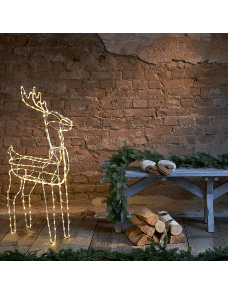 Reno navideño LED blanco para exterior con 220 luces ambiente