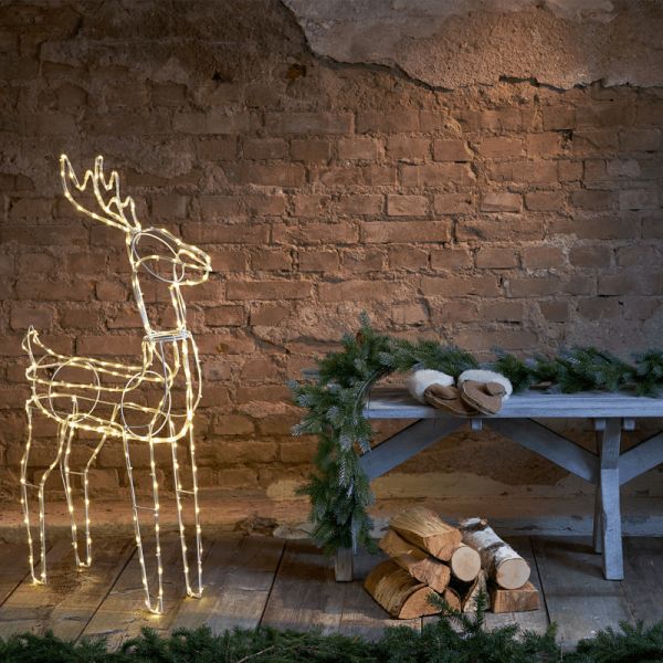 Reno navideño LED blanco para exterior con 220 luces ambiente