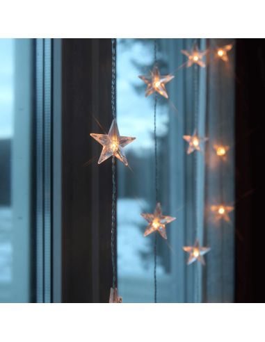 Rideau lumineux de Noël à LED avec étoiles 1,8 m atmosphère rideau d'étoiles