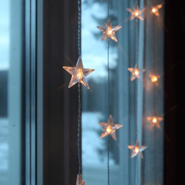 Cortina de luz LED de Natal com estrelas 1,8 m Atmosfera de cortina de estrela