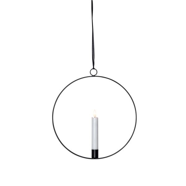 Pingente de metal com vela LED Anel Flamme