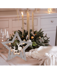 Estrella de madera con renos y luces LED Fauna 2
