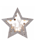 Estrella de madera LED con renos Fauna grande