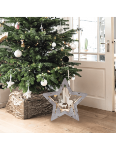 Estrella de madera LED con renos Fauna grande 2