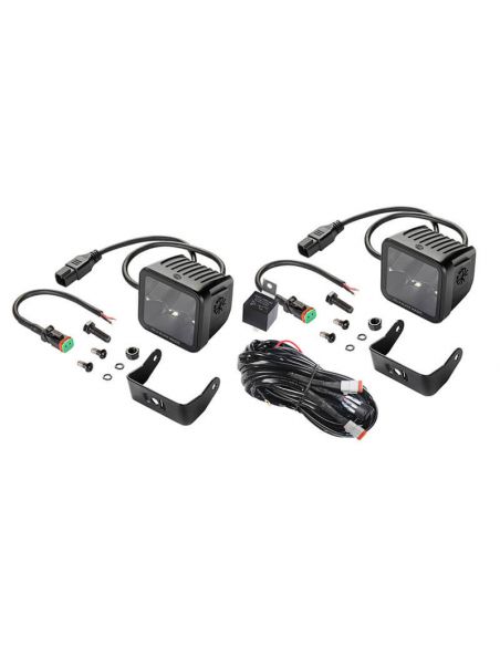 Faro LED cuadrado Black Magic Cube Kit 3,2" 12V/24V 3000Lm 2 Unds. Deutsch Hella 1FA 358 176-821 Hella | LeonLeds