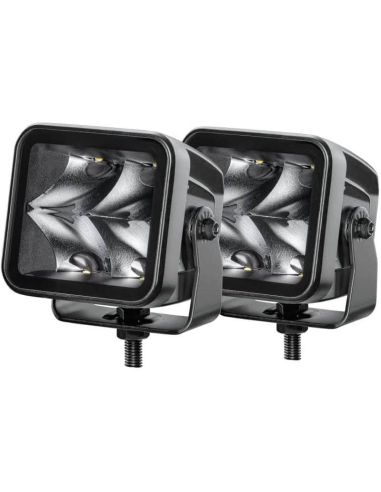 Faro LED cuadrado largo alcance Black Magic Cube Kit 3,2" 12V/24V 3000Lm 2 Unds. Deutsch Hella 1FA 358 176-821 | LeonLeds