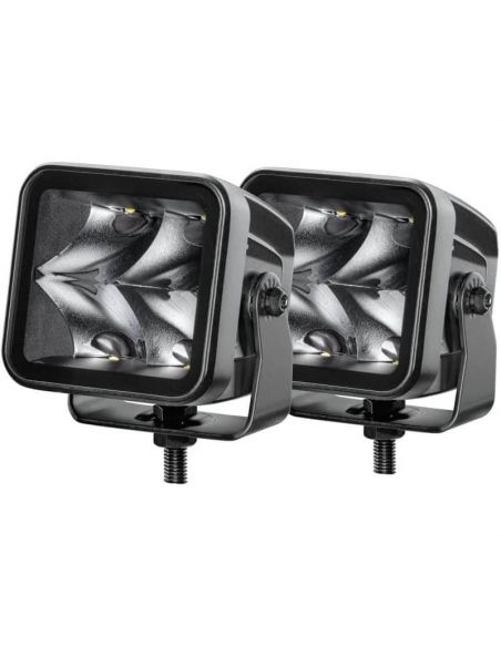 Faro LED cuadrado largo alcance Black Magic Cube Kit 3,2" 12V/24V 3000Lm 2 Unds. Deutsch Hella 1FA 358 176-821 | LeonLeds