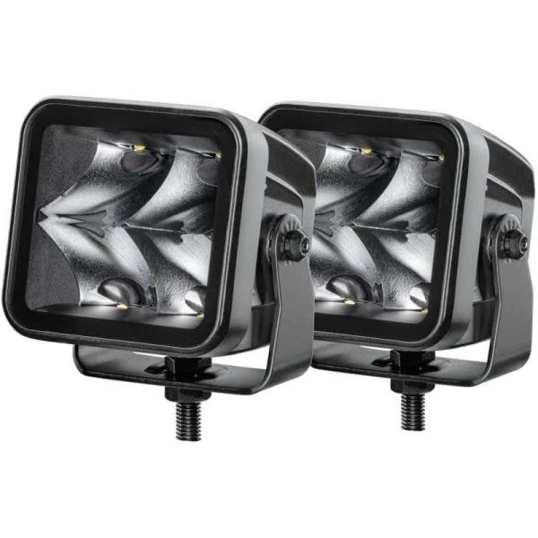 Faro LED cuadrado largo alcance Black Magic Cube Kit 3,2" 12V/24V 3000Lm 2 Unds. Deutsch Hella 1FA 358 176-821 | LeonLeds