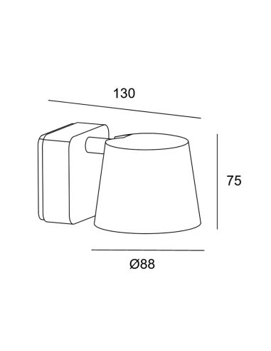 Medidas da luminária de parede LED regulável por Drone branco
