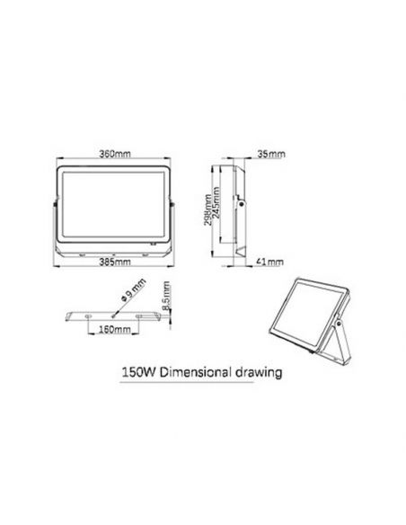 Dimensiones Proyector Foco LED 150W de exterior ProjectLine 14.250Lm IP65 Philips | LeonLeds