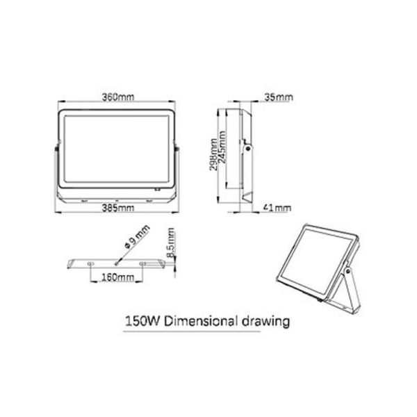 Dimensions Spot LED d'extérieur 150W ProjectLine 14 250Lm IP65 Philips | leonleds