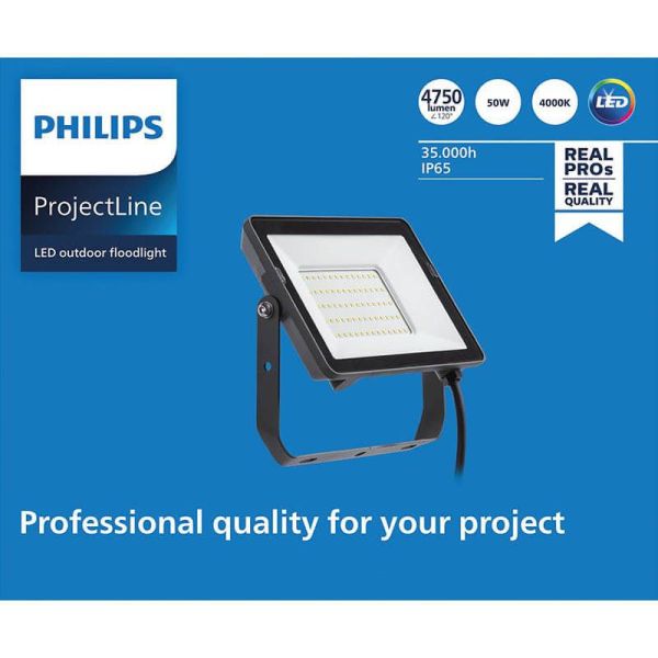 Projetor LED externo 50W ProjectLine 4.500Lm IP65 8719514954540 Philips | leonleds