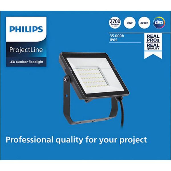 Foco LED para exterior 30W ProjectLine 2.850Lm IP65 3000K Philips | LeonLeds