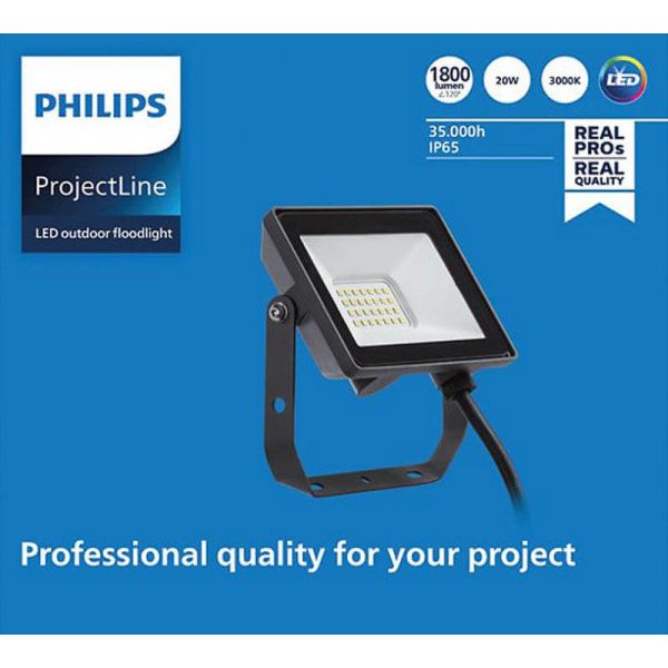 Proyector LED para exterior 20W ProjectLine 1800Lm IP65 Philips 3000K 8719514954403 | LeonLeds
