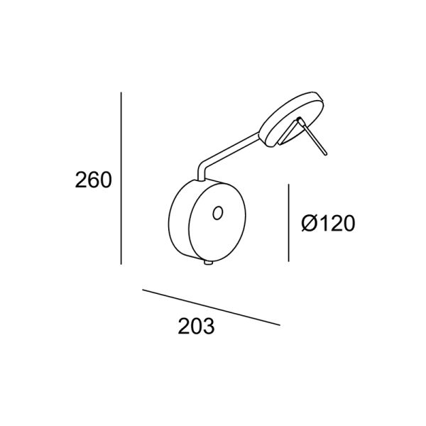 Pequena luminária de parede invisível preta LED medidas