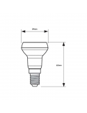 Dimensões Lâmpada LED Refletor R39 E14 36º 1.8W - 30W 2700K 8718699773755 Philips | leonleds
