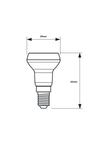 DimensionesBombilla LED Reflector R39 E14 36º 1,8W - 30W 2700K 8718699773755 Philips | LeonLeds