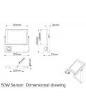 Dimensiones Foco LED con sensor de movimineto 50W para exterior ProjectLine 4750Lm IP65 Philips | LeonLeds