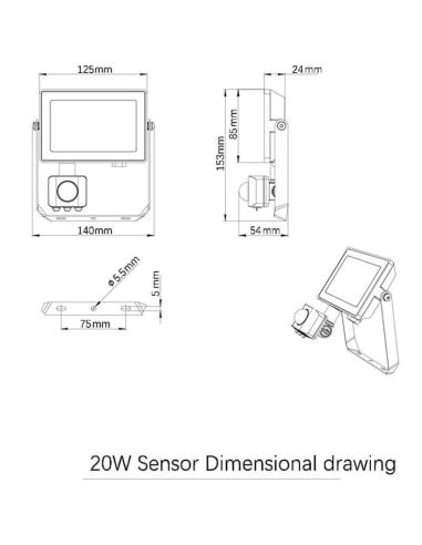 Projector LED exterior com sensor de...