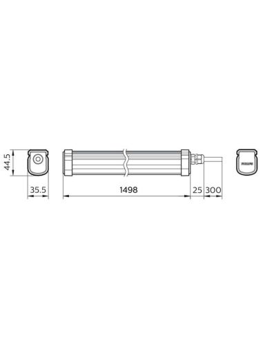 Dimensiones Pantalla estanca LED 150Cm 5.400Lm IP65 IK06 54W ProjectLine Philips | LeonLeds