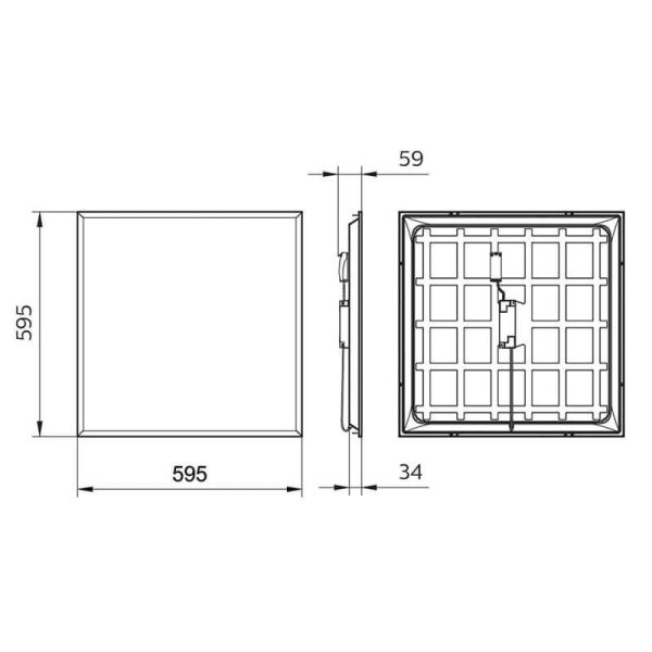 Dimensions Panneau LED 60x60Cm 3200Lm 4000K 36W pour plafond amovible ProjecLine 8719514955271 | leonleds