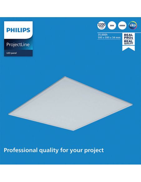 Panel LED 60x60Cm 3.200Lm 4.000K 36W para techo desmontable ProjecLine 8719514955271 | LeonLeds
