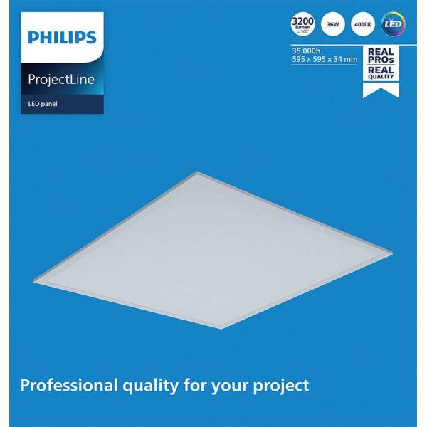 Panel LED 60x60Cm 3.200Lm 4.000K 36W para techo desmontable ProjecLine 8719514955271 | LeonLeds