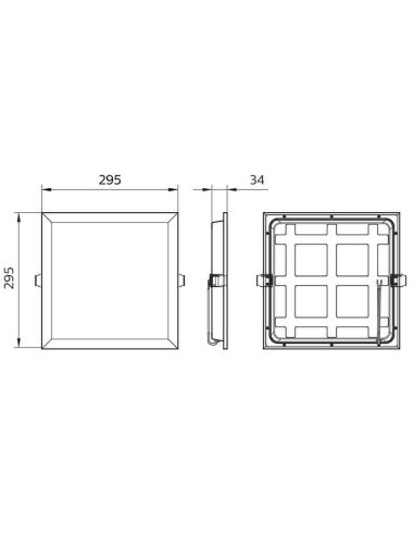 Dimensiones Panel empotrado LED de 30X30Cm 1.200Lm 4.000K 15W para techo desmontable ProjecLine 8719514955288 Philips | LeonLeds