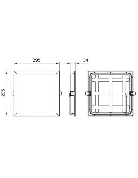 Dimensiones Panel empotrado LED de 30X30Cm 1.200Lm 4.000K 15W para techo desmontable ProjecLine 8719514955288 Philips | LeonLeds