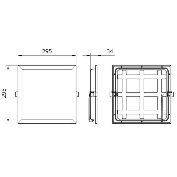 Dimensiones Panel empotrado LED de 30X30Cm 1.200Lm 4.000K 15W para techo desmontable ProjecLine 8719514955288 Philips | LeonLeds