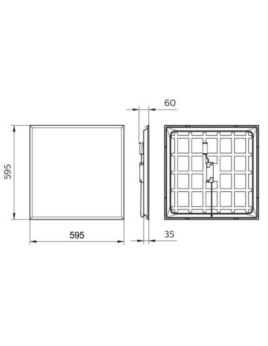 Dimensiones Panel LED 60x60Cm UGR19 3.200Lm 4.000K 36W especial para oficinas ProjectLine 8719514955295 Philips | LeonLeds