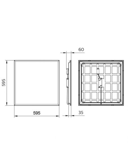 Dimensões Painel LED 60x60Cm UGR19 3.200Lm 4.000K 36W especial para escritórios ProjectLine 8719514955295 Philips | leonleds