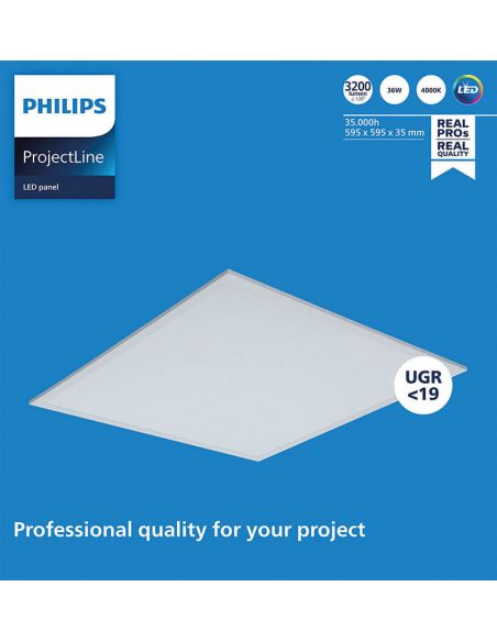 Panneau LED 60x60Cm UGR19 3 200Lm 4 000K 36W spécial pour les bureaux ProjectLine 8719514955295 Philips | leonleds