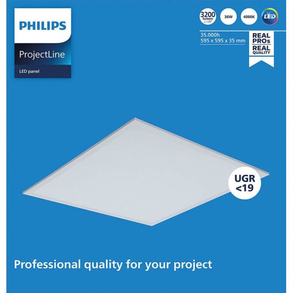 Panel LED 60x60Cm UGR19 3.200Lm 4.000K 36W especial para oficinas ProjectLine 8719514955295 Philips | LeonLeds
