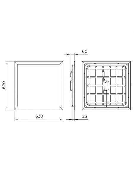 Dimensiones Panel LED 62x62Cm UGR19 3.200Lm 4.000K 36W especial para oficinas ProjectLine Philips | LeonLeds