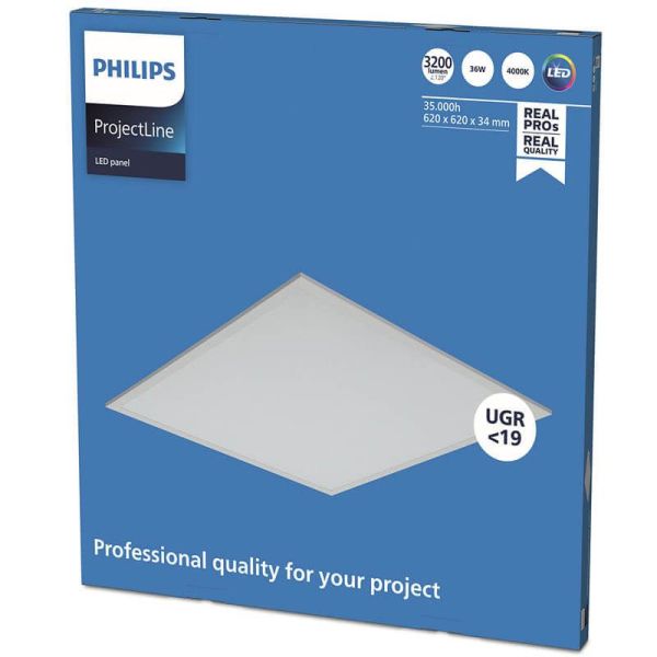 Panel LED 62x62Cm UGR19 3.200Lm 4.000K 36W especial para oficinas ProjectLine 8719514955301 Philips | LeonLeds